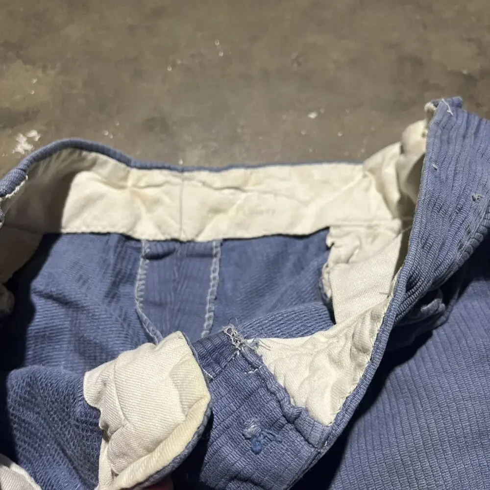 Vintage 50s Liberty Blue Corduroy Side Clasp Chinos 29x28